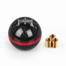 Carbon Fiber Ball Manual Mt Gear Shift Shifter Knob Wred Stripe Universal