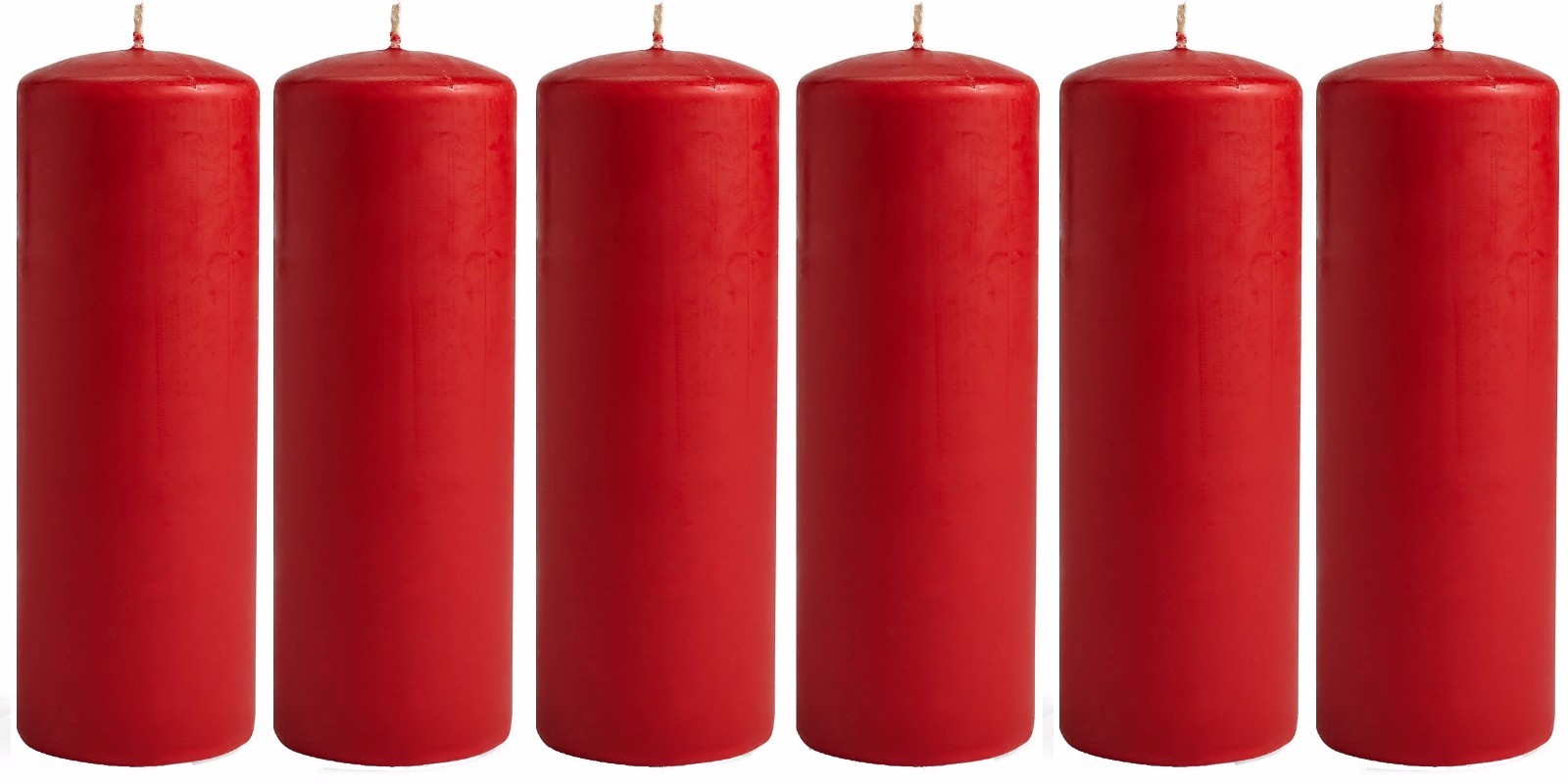 6 x Classic Candles Church Pillar Candles (Large) (7cm x 20cm) Tall Red