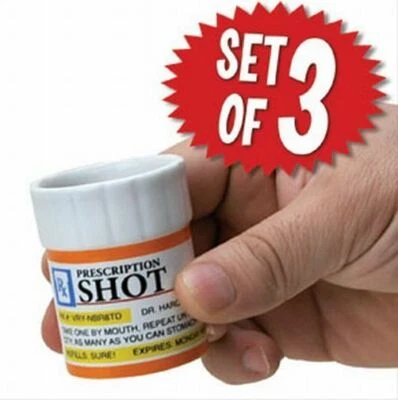 BIG MOUTH TOYS Prescription Shot Glass 3-pk Set - Game Room Bar Set - GaG Funny Joke Gift