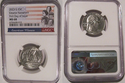 2023 S Eleanor Roosevelt 25c NGC MS 68 American Women Quarter FIRST DAY ISSUE