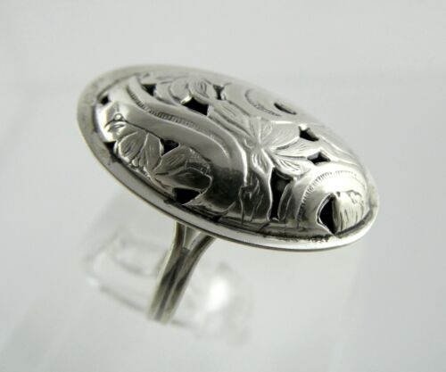 Vintage Beau Sterlingsilber hohl Öffnung Design verstellbarer Ring Größe 7,5 - Bild 2 von 13