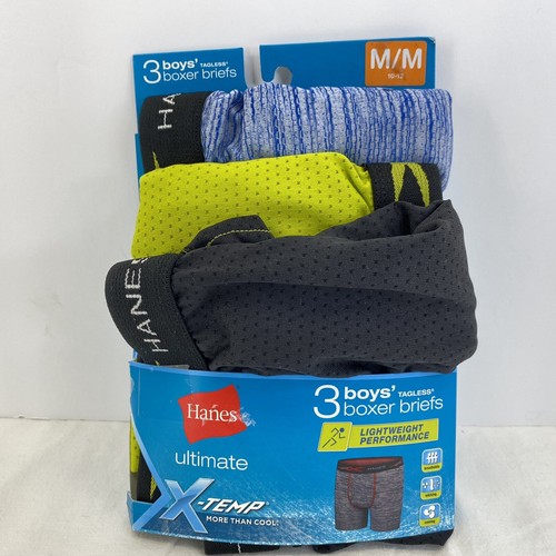Hanes Kids Boys' 245425 X-Temp 3-Pack Boxer Briefs Assortment 2 Underwear Size M - Picture 2 of 4