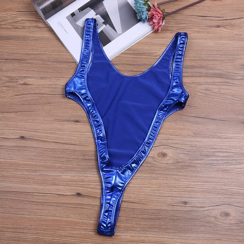 Women One Piece Wetlook Thong Leotard Bodysuit Swimsuit Swimwear Bathing Suit - Picture 28 of 69