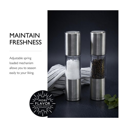 Salt & Pepper Grinder Set - Refillable Spice Mills - Salt Mill with Diamond Cut - Picture 5 of 7