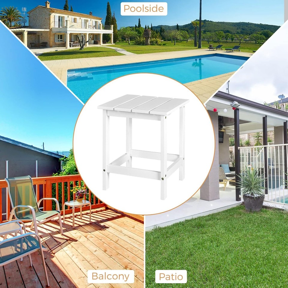 Outdoor Side Table, 15” Square Wood End Table with Slatted Design