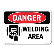 Welding Area ANSI OSHA ANSI Danger Sign Metal Plastic Decal