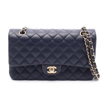 Chanel Matelasse W Flap Shoulder Bag Navy Women Blue One Size
