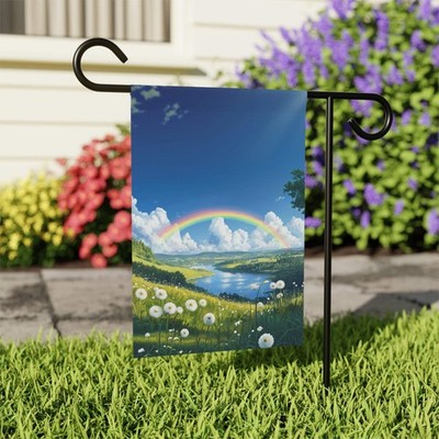 Rainbow Meadow Garden Flag Double Sided 12x18 24x32 Outdoor