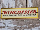 VINTAGE WINCHESTER PORCELAIN SIGN OLD FIREARMS AMMUNITION GUN AMMO RIFLE HUNTING