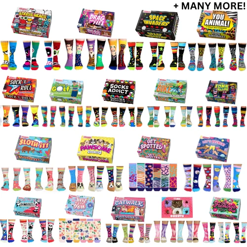 United Oddsocks Men & Ladies Gift Boxes Novelty Joke Funny Funky Themed Socks