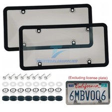 2x Unbreakable License Plate Coversframes Auto Tag Shield Protector Front Rear 2x Unbreakable License Plate Coversframes Auto Tag Shield Protector Front Rear