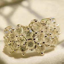 Round Cut Simulated Diamond 925 Silver Gold Finish Half Eternity Wedding Ring