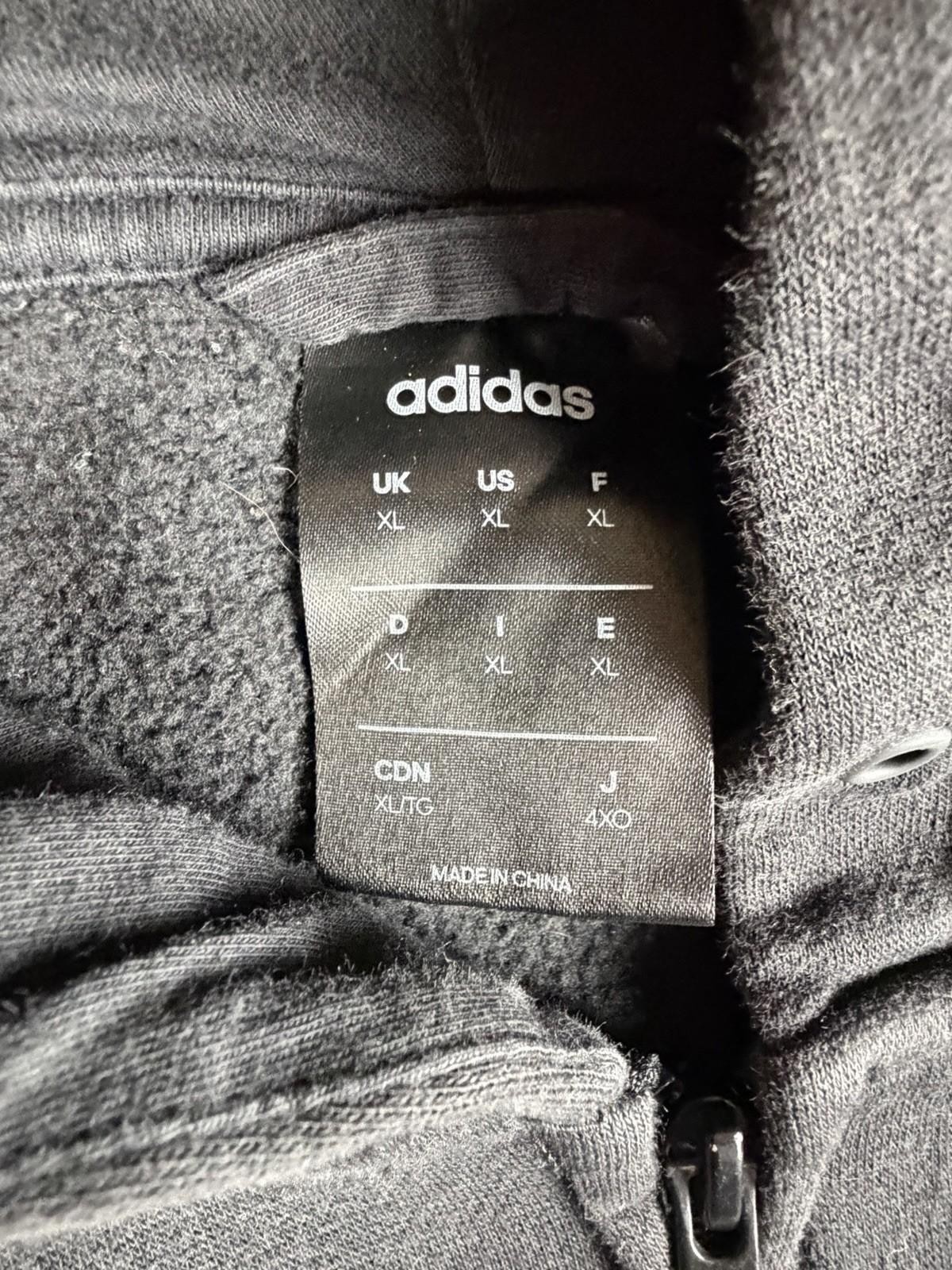 Adidas Men’s XL Black Full Zip Hoodie 3 Stripe Athletic Sweatshirt thumbnail 2