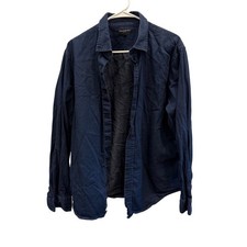 Banana Republic Mens Slim Fit Button Down Shirt Navy Blue Cotton Twill Large