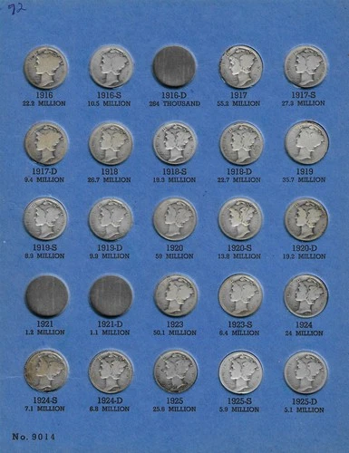 1916-45 P,D,S, Mercury Silver Dime Set *$7.00 Face* "Circ-BU" *Combined S/H*