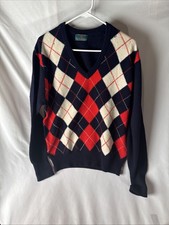 Vtg Scotch House Mens Argyle Sweater Sz M  100 Lambswool Scotland Preppy Core