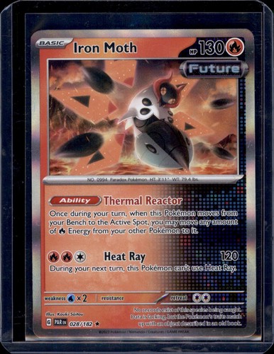 Iron Moth SV04: Paradox Rift Pokémon #028/182 Holo Rare NM+
