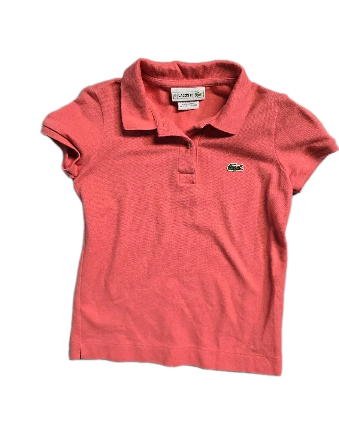 Lacoste Polo Shirt Pink Girls  Size 10 Logo