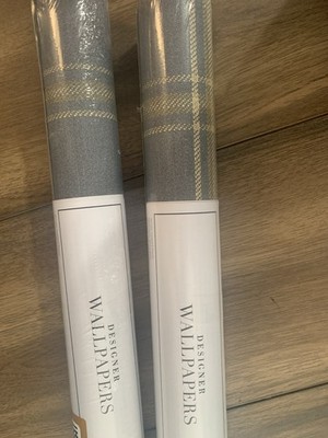 2 Rolls Casa Mia Tartan RM80102 Blue Brown Plaid Wallpaper 20.5  x 11yd 56 sq ft