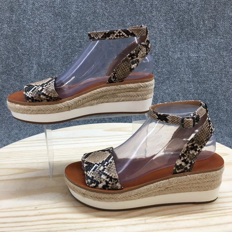 Lucky Brand Sandals Womens 8 M Jeneka Platform Espadrille Black Snakeskin Wedge - Image 2 of 4