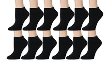 12 PK of Yacht  Smith Kids Boys Cotton Quarter Ankle Socks In Black 4-6 -