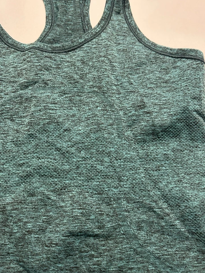 Lululemon Run: Swiftly Racerback 背心上衣绿色黑色 6 码 — 第 3/4 张图片
