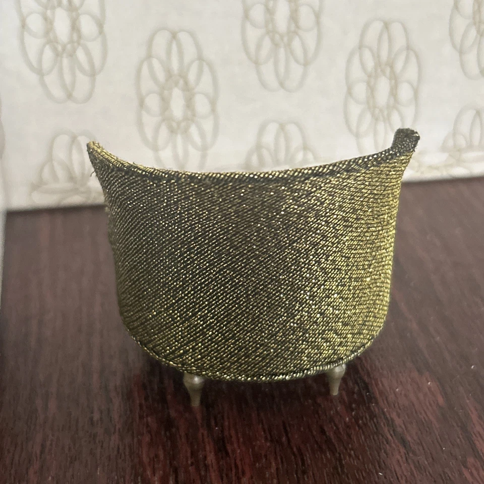 VTG IDEAL Petite Princess  BronzeGold Salon Drum Dollhouse Chair - Image 4 of 4