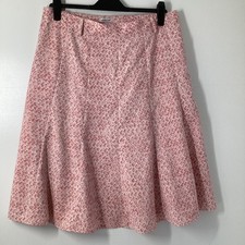 Damart Pink Patterned Skirt Midi A-Line UK 20 USA 16 Summer Lightweight