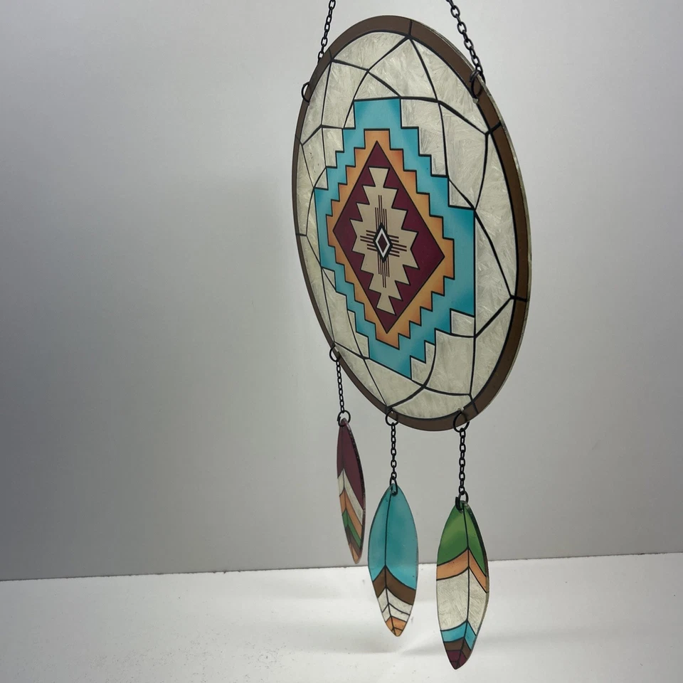 Vitral grande temática nativa americana atrapasueños 12 pulgadas de diámetro Foto 3 de 4