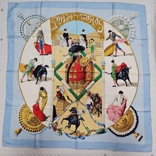 HERMES Carre 90 Silk 100 Scarf PLAZA DE TOROS Multicolor Authentic G12101426