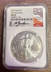 2023 Eagle S$1 First Day of Issue MS 70 Signed: US MintDesigner MichaelGaudioso