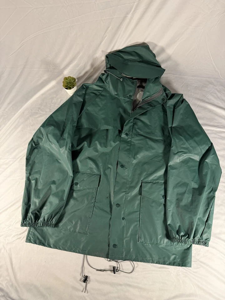 Traje de Lluvia LL Bean Vintage PVC Shell Exterior Capucha Impermeable Chaqueta Pantalones XL Foto 2 de 4