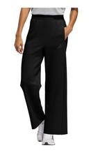 Adidas Womens Pants Black Wide-Leg Pockets Elastic Waist Active Workout Logo