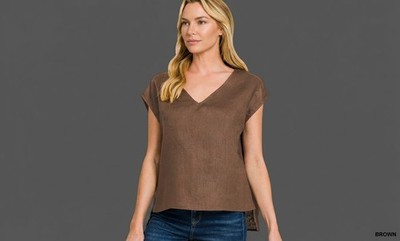Linen V-Neck Sleeveless Top Elegant Casual and Formal Wear