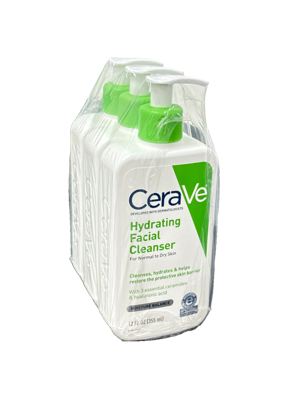 CeraVe Hydrating Facial Cleanser 12 oz (Pack of 3) NEW/ SEALED