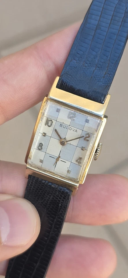 Reloj de colección raro BULOVA L1 esfera a cuadros Cal 8AC 21 joyas para hombre 10 kGF  Foto 4 de 4