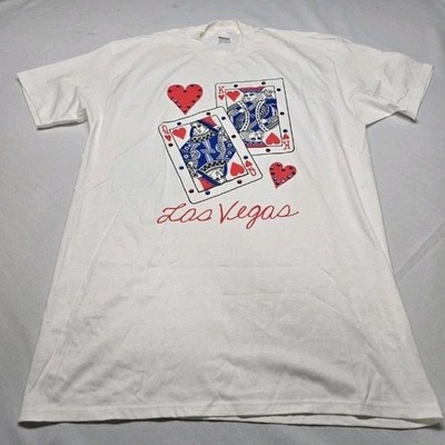 Vtg 80's Stedman Las Vegas King & Queen Of Hearts Cards Souvenir Tshirt USA XL