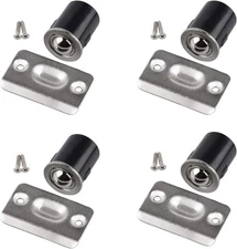 4 Pack Drive-In Ball Catch with Strike Plate for Closet Doors, Satin Nickel