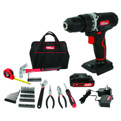 Hyper Tough 80065 20V Max 1.5AH 70-Piece Project Kit with Cordless
