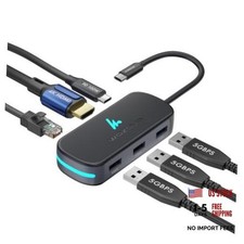 Type C 6 in 1 Docking Station with 3XUSB 5Gbps 3.2 Gen 1 , 4K 60Hz HDMI,