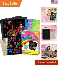 100Pcs Rainbow Scratch Paper Art Gifts, Arts and Crafts for Kids Toys