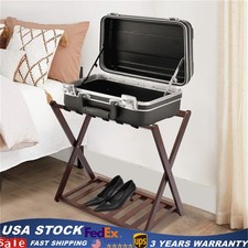 2 Pack Bamboo Luggage Rack for Guest Room Folding Thickened Luggage Stand Holder