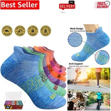 Women's Cotton Ankle Athletic Running Socks - Anti-Blister, 6 Multicolored Pairs