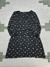 Madewell Tie Waist Mini Dress Womens XS Black French Daisies Stretch Lined Belt