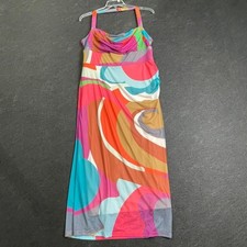 BY ANTHROPOLOGIE Square-Neck Halter Midi Dress Women's Size L Pink 