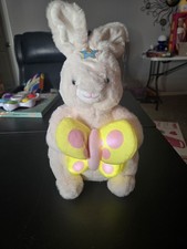 FAO Schwarz 12" Glow Brights Pink Bunny with Yellow Butterfly Plush Kids