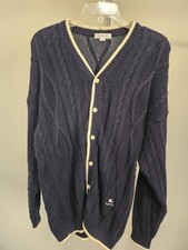 Burberry Vintage Cable-Knit Cardigan in Navy Blue Teens Age 13/15