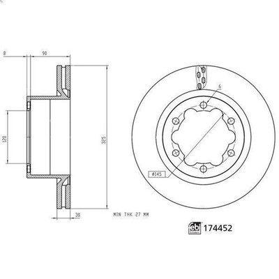 1x brake disc FEBI 174452 for MAN TGE bus 2 2017-2024