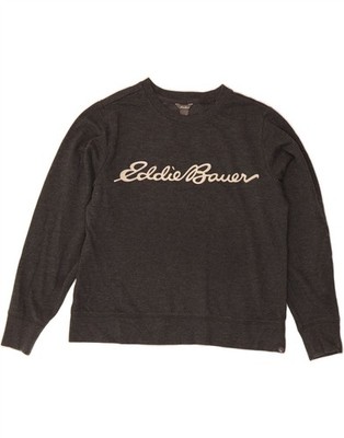 Eddie Bauer Damen Grafik Oversize Sweatshirt Pullover UK 10 Small Grau BW12
