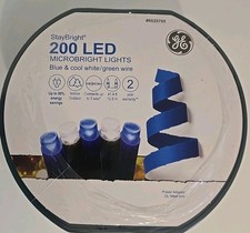 GE LED Lights 200-Count Dual Color MICROBRIGHT Blue/Cool White 41.4ft Green Wire